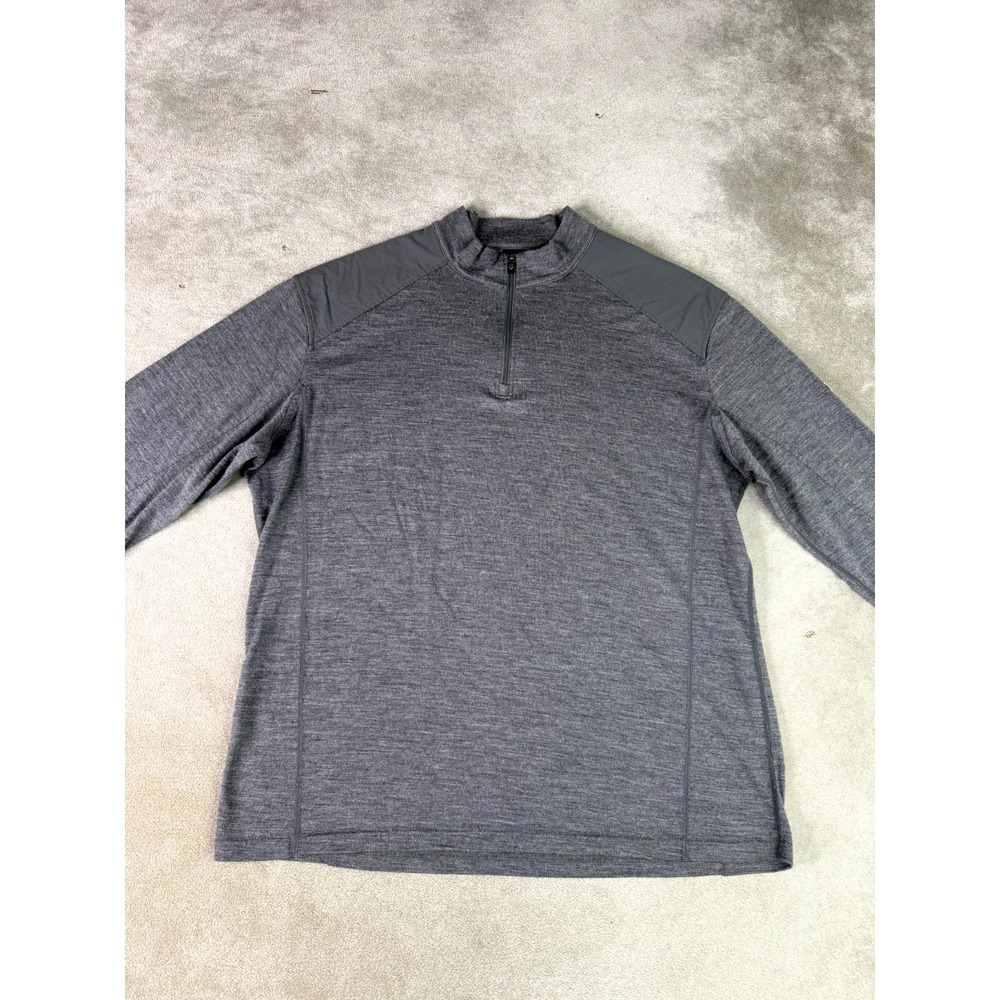 Kuhl Sweater Mens XL Heather Gray Contrast Shoulder Panels 1/4 Zip High Neck